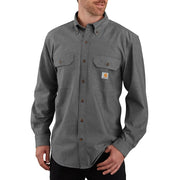 Carhartt Men's Fort Loose Long Sleeve Button-Down Shirt, Black Chambray, 4XL