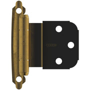Amerock Cabinet Hinge, 2-3/4 in, Antique Brass Steel, Self-Closing, Inset, 2 Pack, BPR7628AE