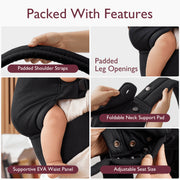 Momcozy Baby Carrier Newborn to Toddler, Ergonomic X-Shaped Back, EVA Waist Support, Breathable Black Fabric, Adjustable Size, Machine Washable