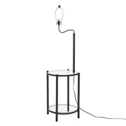 Mainstays TL74508WMDO Glass End Table Floor Lamp with White Shade, Matte Black, 17