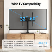 Perlesmith PSTVS28B Universal Swivel Tabletop TV Stand Fits 32