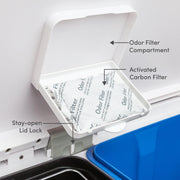 QualiaZero 16 Gallon Stainless Steel Dual Compartment Step On Trash Can, Matte White, QZ10075