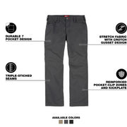 MILWAUKEE M650G-3632 Men's 36 in. X 32 in. Gray Cotton/Polyester Work Pants with 7 Pockets