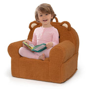 Delta Children Deluxe Cozee Teddy Bear Chair, Plush Sherpa Fabric, Brown, Kid-Sized Armchair
