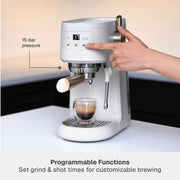 Thyme & Table Barista Mini Espresso Machine, 15-Bar Pressure, Built-In Steam Wand, Eucalyptus Green, TT2248R-ECOM
