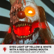 Haunted Hill Farm I Scream Clown Halloween Animatronic, 6.9 Ft Life-Size, Motion-Activated with Lights and Sound, Battery-Powered, Multicolor, Plastic and Polyester, HHSCREAMCLWN-1FLSA