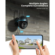 ieGeek ieGeekZS-GX1S PTZ 2K/3MP Color Night Vision Solar Outdoor Security Camera, 2 Pack, Black