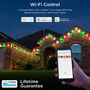 Enbrighten 86244 150ft Wi-Fi Eternity Lights, Permanent Outdoor Lights, 108 Lights, Smart LED Eaves Lights, White