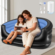 Unbranded Twin Size Inflatable Couch with Wireless Electric Pump, Waterproof PVC, Soft Flocked Surface, Portable Air Sofa, Blue, Sofa-PB