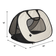 SportPet Designs Pop Open Foldable Soft-Sided Cat Carrier with Breathable Mesh Panels, Secure Zipper Closure, Beige, 20 in