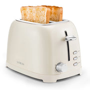 Sun Biomass 2 Slice Toaster with Extra Wide 1.5 in Slots, Retro Stainless Steel, 6 Browning Settings, Cancel Bagel Defrost Functions, Removable Crumb Tray, Cream WT-330C