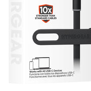 HyperGear Flexi Pro USB-C to USB-C Cable, 10ft, Black Silicone Jacket, Fast Charging 60W Power Delivery