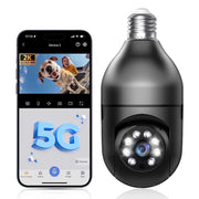 GBIUT GB8043 Lightbulb Security Camera, Dual-Band 5G WiFi, 2K Resolution, Wireless Outdoor Surveillance, Black