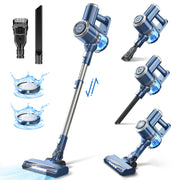 PrettyCare Cordless Stick Vacuum Cleaner, 6-in-1 Lightweight Design, 28Kpa Suction, 48-Minute Runtime, Deep Blue, W200-LB