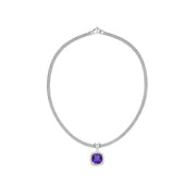 Unbranded SGN628AMYWT-SC Amethyst and White Topaz Necklace in Italian Sterling Silver