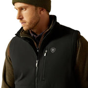 Ariat Men's Logo Softshell Vest, Water-Resistant, Black, Classic Fit, Adjustable Waist Cord, 10062587