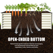 SnugNiture 8x4x2FT White Galvanized Raised Garden Bed, Large Outdoor Metal Planter Box Kit for Vegetables & Flowers