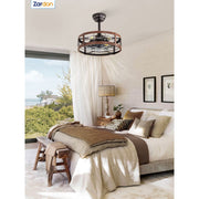 Zardon 18 Indoor Ceiling Fan with Quiet DC Motor, LED Lights, Remote Control, 6 Speeds, Brown Antique