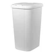 Hefty HFTCOM-2166000 13.3 gal Touch Lid Plastic Kitchen Trash Can, 2 Pack, White