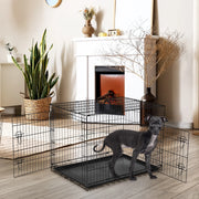 Concetta WMCONS-DOGC-D01-48S 48 Inch Double-Door Folding Dog Crate with Adjustable Divider, Removable Leak-Proof Tray, Portable Small Cage
