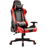 GTRACING WMT-099SJ-2-RED Classic Gaming Chair PU Leather with Adjustable Headrest and Lumbar Pillow, Red