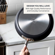 All-Clad HA1 Hard Anodized Nonstick Fry Pan Set, 5-Piece Cookware, 8 in, 10 in with Lid, 12 in with Lid, Induction Compatible, Oven Safe to 500F, Black, E100S563