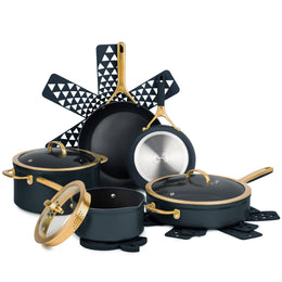 Thyme & Table TT1061RP Supreme 12-Piece Cookware Set Non-Stick - Atlantic Blue