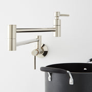 Signature Hardware 497779 Modern Retractable 4.8 GPM Wall-Mounted Single Hole Pot Filler, Polished Nickel