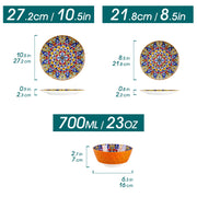 Vancasso Bohemian Dinnerware Set, 12 Pcs Porcelain Ceramic Plates and Bowls, Dark Blue, Dishwasher and Microwave Safe, Serves 4