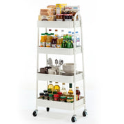 Gianna Utility Rolling Cart, 4-Tier Slim Storage, Metal Frame, Lockable Wheels, White