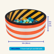 Battat Hop In Ball Pit Build City, Collapsible Foam Frame with 68 Crush-Resistant Balls, Machine-Washable Cover, Multicolor, Toddler Toy