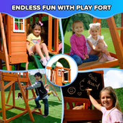 Sportspower Amelia Wooden Swing Set with 2-Person Saucer Swing