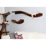 RefinedKind Pet Products Lotus Branch Cat Shelf, Large Wooden Wall Perch with Replaceable Berber Carpet, Mahogany, 61 in Long, LOT-BRAN-MA