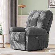 Neche GESE003AH Corduroy Electric Recline Sofa Chair with USB Port, Grey
