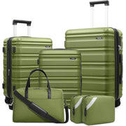 MIUSSE Luggage Set-Green 5 Piece Hardshell Lightweight Suitcase with TSA Lock and Spinner Wheels