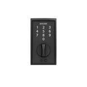 Schlage Century Matte Black Touchscreen Electronic Deadbolt, Keyless Entry, Metal Construction, Grade 2 Security, BE375CEN622