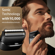 Nogroa Electric Razor for Men, Portable Mini Foil Shaver with 2 Floating Blades, IPX7 Waterproof, LED Display, USB-C Rechargeable, Cordless Beard Trimmer, Black