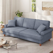HOMSHADE 87 Sofa Couch, Extra Deep Seat, Linen Fabric, Round Arms, Blue Gray, Includes 2 Pillows, MJSF01-GY