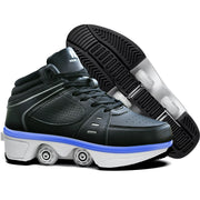 KOFUBOKE 2-in-1 Roller Skate Shoes, Black, 9.5