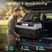 Nepsam 37 Quart Portable Car Refrigerator, Dual Zone Temperature Control, Bluetooth App, LCD Panel, 12V/24V & 110-240V Power, Portable with Wheels and Handles, RFG25-1290-35BK