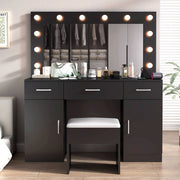 Ktaxon Large Makeup Vanity Table Set w/ Visible Glass Top and Charging Station, Black