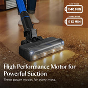 BISSELL PowerClean FurFinder Cordless Vacuum, 200W Motor, Tangle-Free Brush Roll, HEPA Sealed Allergen System, Removable Battery, 40 Min Runtime, Powered Upholstery Tool, Cobalt Blue/Black