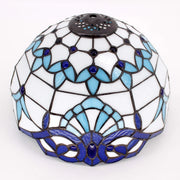 Werfactory S003B12T02 Tiffany Table Lamps Navy Blue Baroque Stained Glass Light, 18