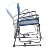Heng Feng Ever Advanced Rocking Camping Chair, Foldable Outdoor Rocker with Removable Cup Holder, Steel Frame Supports 300 lbs, Blue