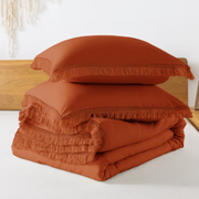 Andency King Size Comforter Set, Soft Fluffy Microfiber, Lightweight All-Season Warmth, Burnt Orange Boho Tassel Design, 3 Pieces, 5414544948