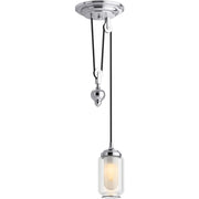 Kohler Artifacts Adjustable 1-Light Pendant Lighting Fixture, Polished Chrome, 10 ft Cord, E26 Base, 8 in Tall, 22654-PE01-CPL