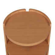 Beautiful Mae End Table, Mid-Century Modern Drum-Style Wood Accent Table with Three Open Shelves, Cherry Finish, 18 in W x 17.5 in D x 24 in H, BE26250047100A8