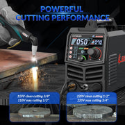 GZ GUOZHI CUT-50LED Plasma Cutter, 50A, Dual Voltage 110V/220V, IGBT Inverter, LED Digital Display, Front Pressure Gauge, 2T/4T Modes, 12mm Clean Cut, 20mm Max Depth