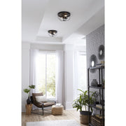 Progress Lighting Medal Collection 2-Light Graphite Industrial Flush Mount Ceiling Light, 14.5 in, Dimmable, P350195-143