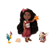 Moana Adventure Petite Doll Set, 6 Inch Poseable Collectible with 2 Outfits, Accessories, Heihei and Kotu Figures, 23976